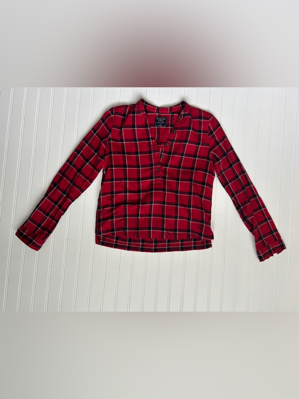 abercrombie kids Red Black Plaid Long Sleeve Shirt